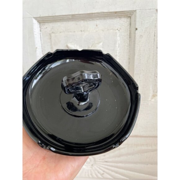 Vintage MCM Black Glass Set Handled Dish and Relish Plate - Picture 7 of 13